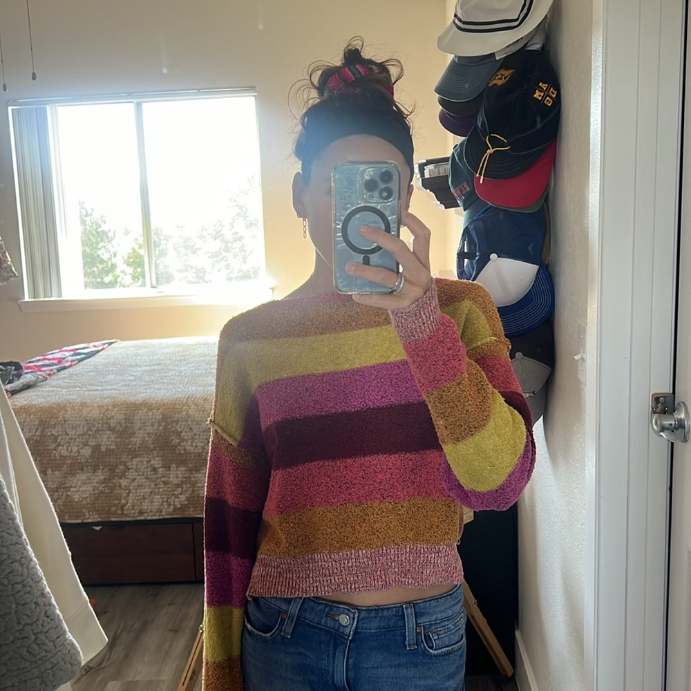 FREE PEOPLE knit colorful sweater